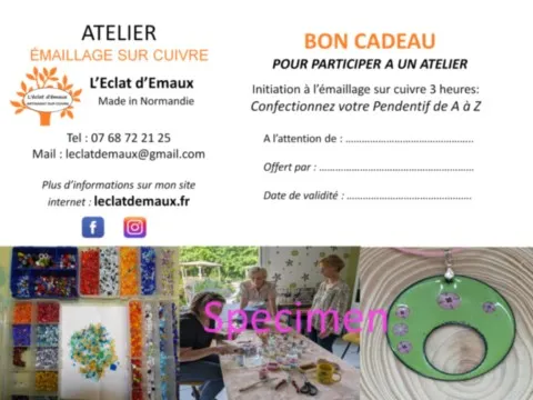 Bon cadeau stage emaux sur cuivre